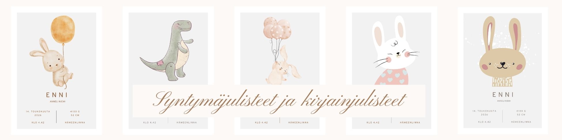 Syntymä- kirjain- ja aakkosjuliste