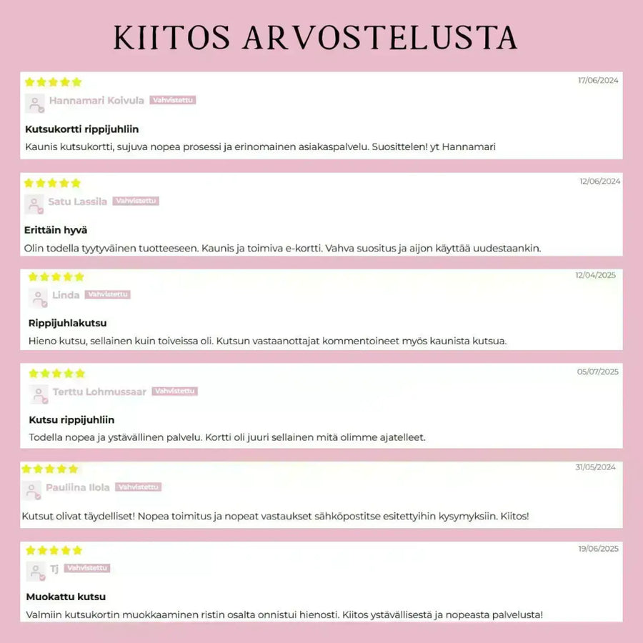 Digitaalinen kutsukortti rippijuhliin keltaisia kukkia Decopaja punaisia