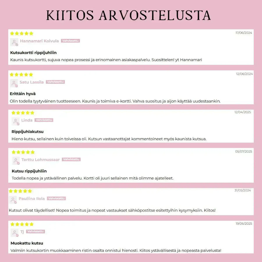 Digitaalinen kutsukortti rippijuhliin pastellinen Decopaja pyöreä kukkakehys