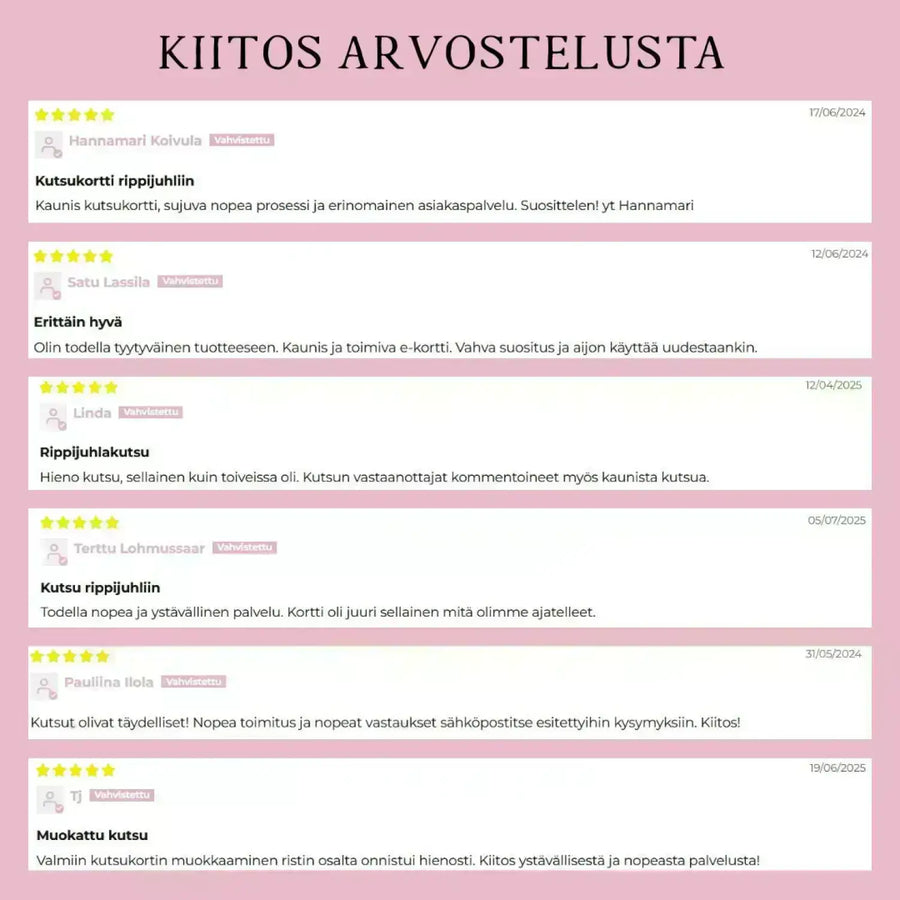 Digitaalinen kutsukortti rippijuhliin pastellinen vesiväri Decopaja hempeä