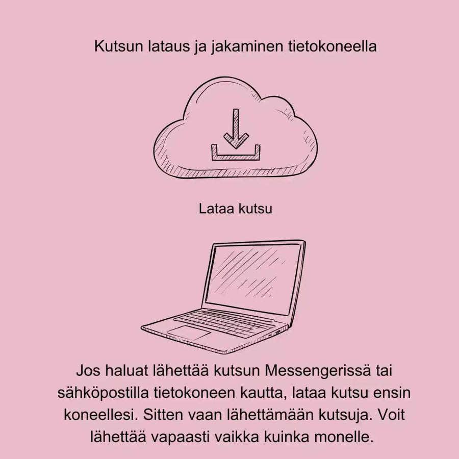 Digitaalinen ristiäiskutsu punertavia kukkia Decopaja