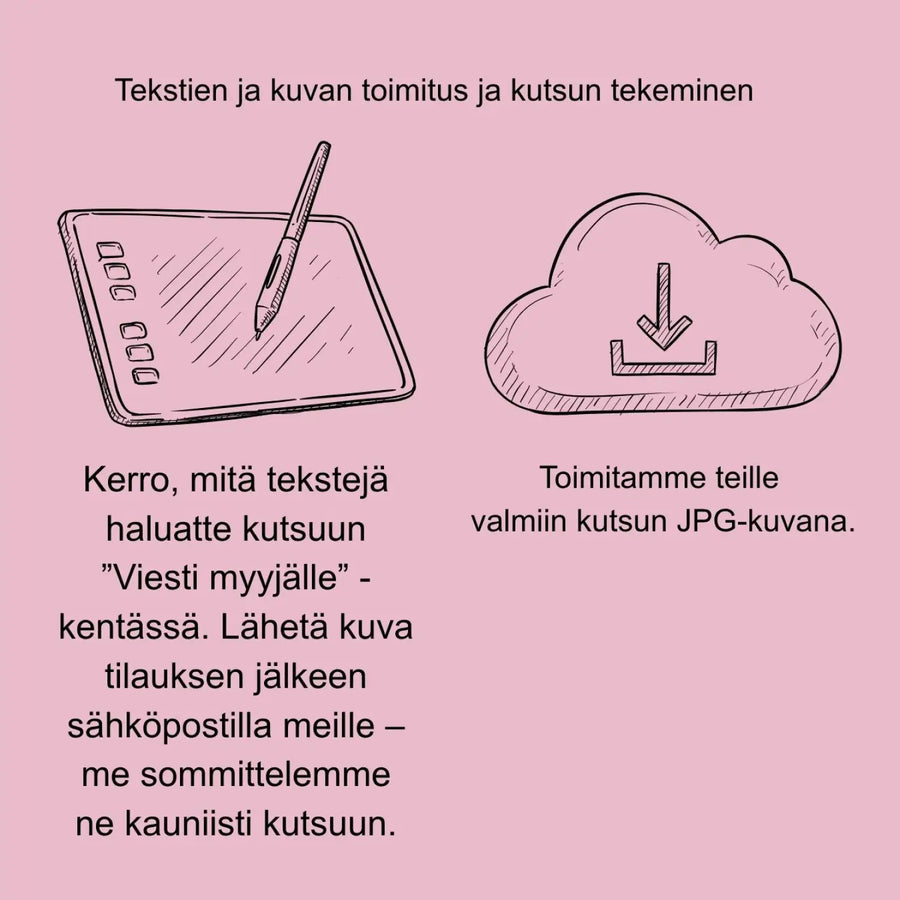 Digitaalinen ylioppilaskutsu liila kukkakehys Decopaja