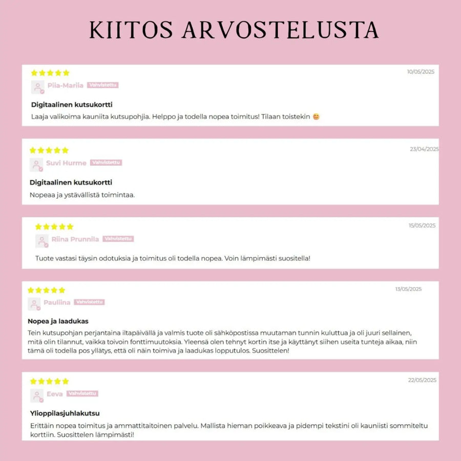 Digitaalinen ylioppilaskutsu vaaleanpunaisia ruusuja Decopaja