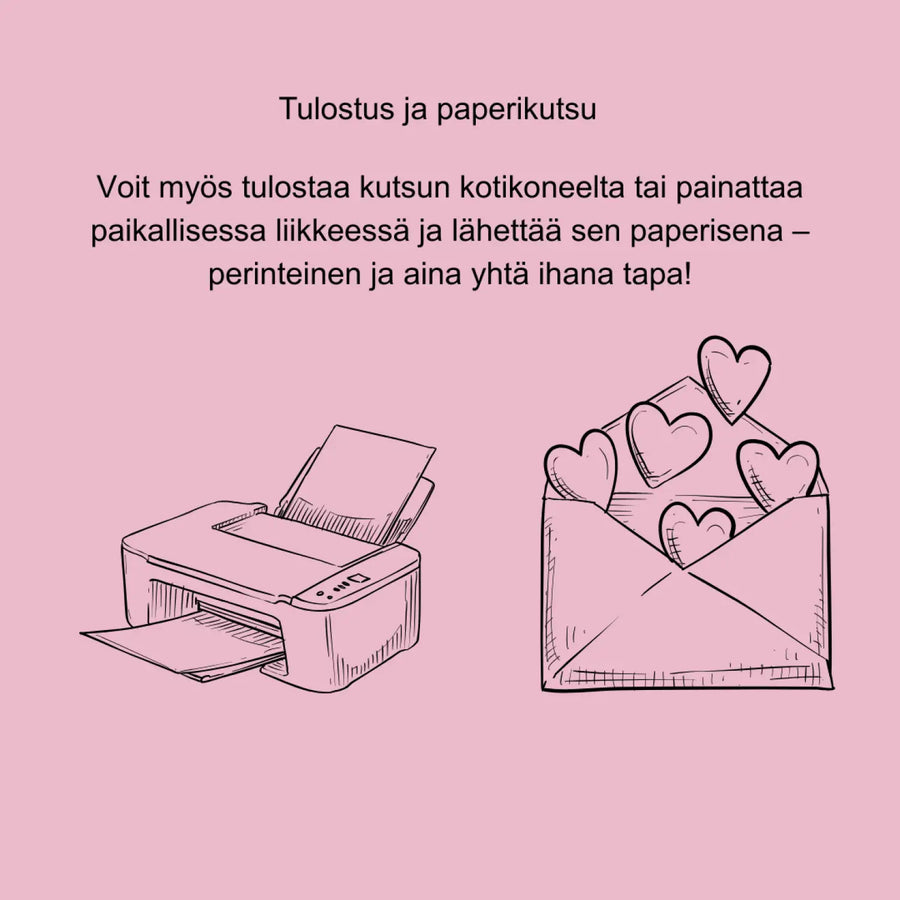 Digitaalinen ylioppilaskutsu vaaleanpunaisia ruusuja Decopaja