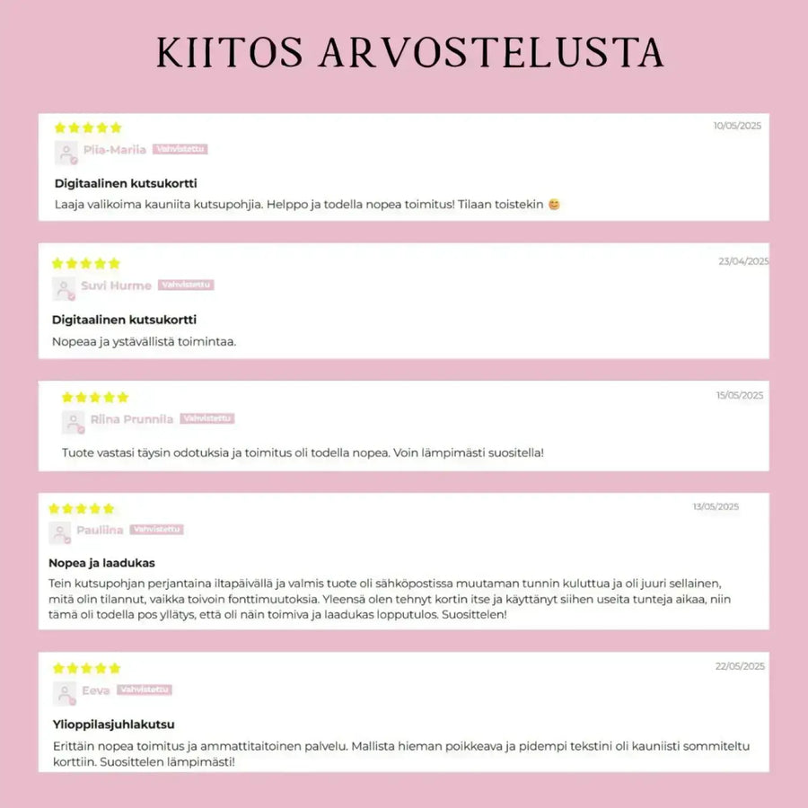 Digitaalinen ylioppilaskutsu ylioppilaslakki ja hempeät kukat Decopaja