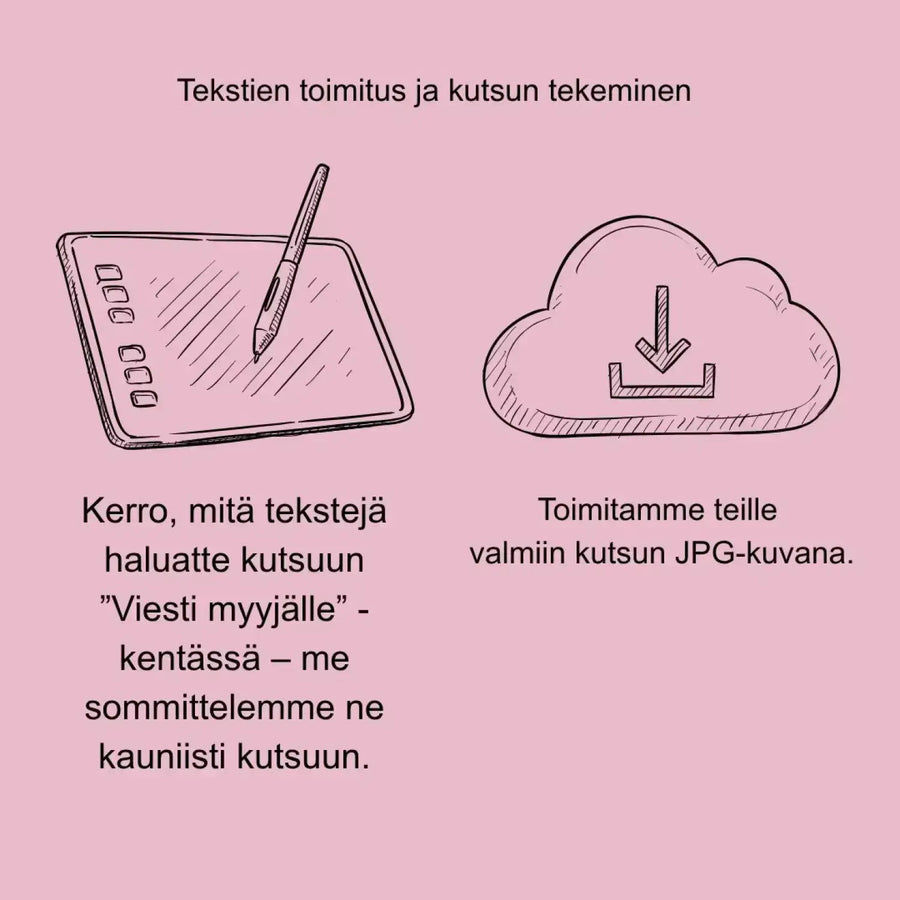 Digitaalinen ylioppilaskutsu ylioppilaslakki ja hempeät kukat Decopaja