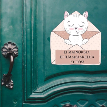 Ei mainoksia ei ilmaisjakelua kiitos! suloinen valkoinen kissa Decopaja