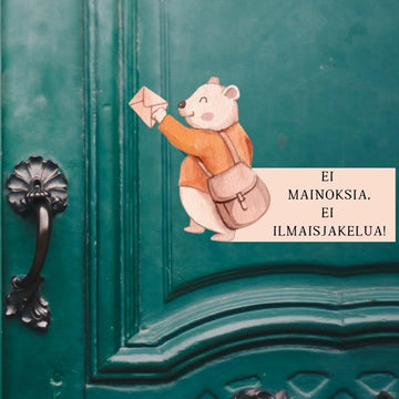 Ei mainoksia ei ilmaisjakelua! -tarra iloinen karhu Decopaja