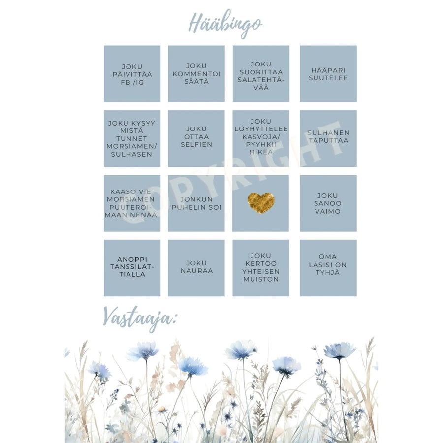 HÄÄBINGO SINISET KUKAT Decopaja Decopaja.fi