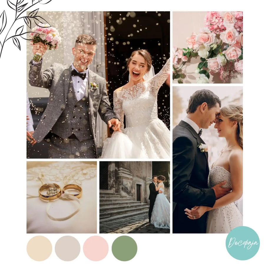 Hääkutsu romanttinen kukkakehys Decopaja