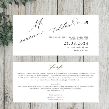 Hääkutsut minimalistinen Tahdon Decopaja
