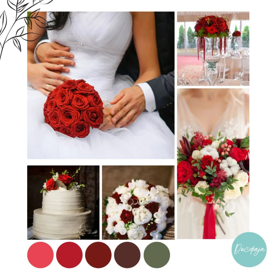 Hääkutsut punertavia ruusuja Decopaja