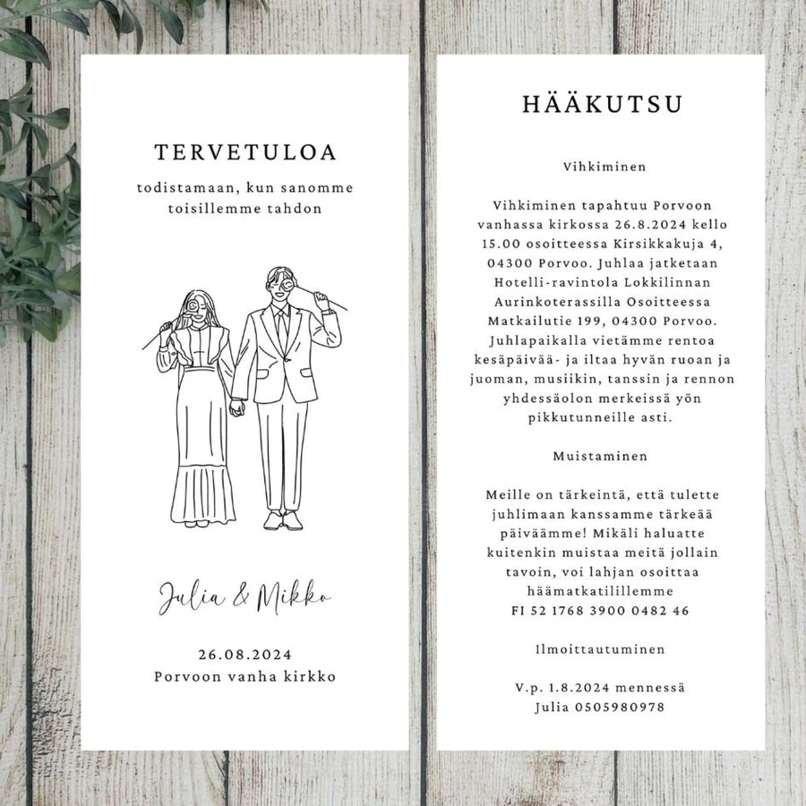 Hääkutsut pystymalli mustavalkoinen Decopaja Decopaja.fi