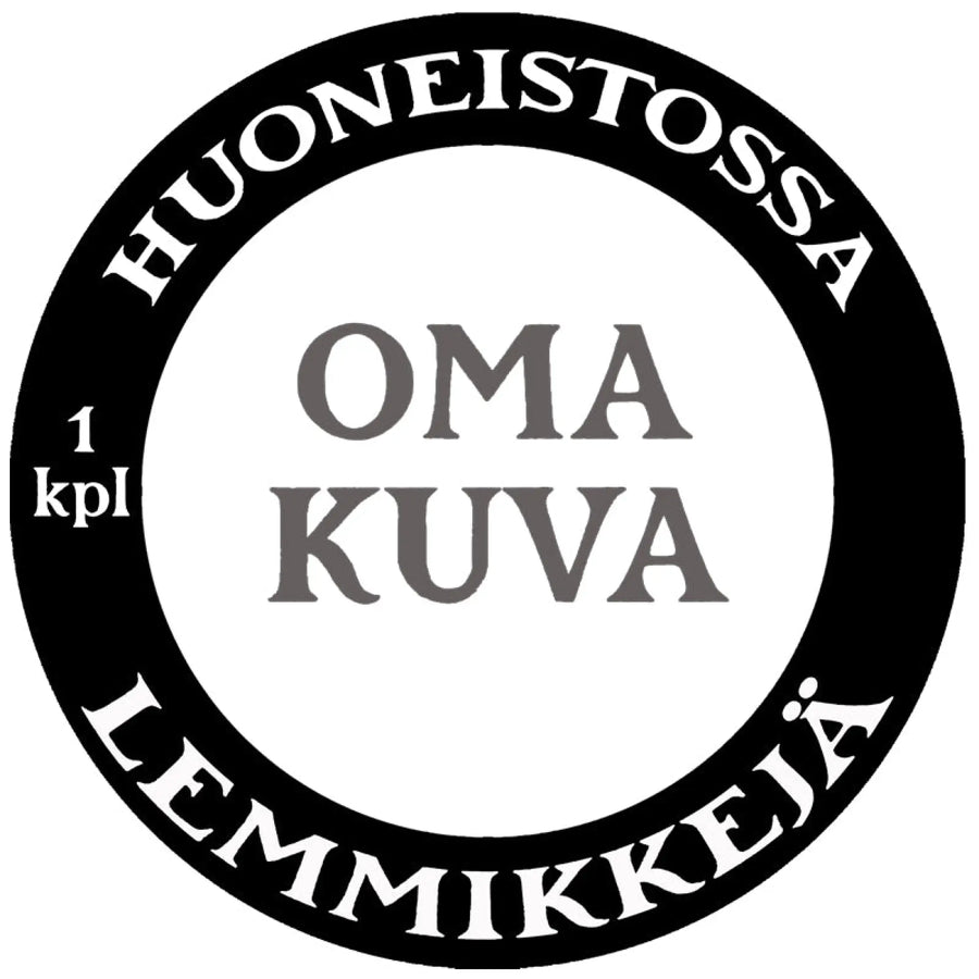 HUONEISTOSSA LEMMIKKEJÄ -TARRA OMAN LEMMIKIN KUVALLA Decopaja