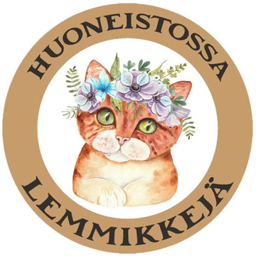 HUONEISTOSSA LEMMIKKEJÄ TARRA - ORANSSI KISSA KUKKASEPPELEELÄ Decopaja
