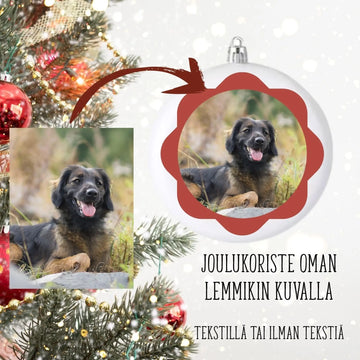 Joulukoriste oman lemmikin kuvalla punainen kehys Decopaja