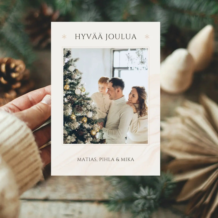 Joulukortti omalla kuvalla beige Decopaja KUTSUKORTTI rippijuhliin - hempeä vaaleanpunainen