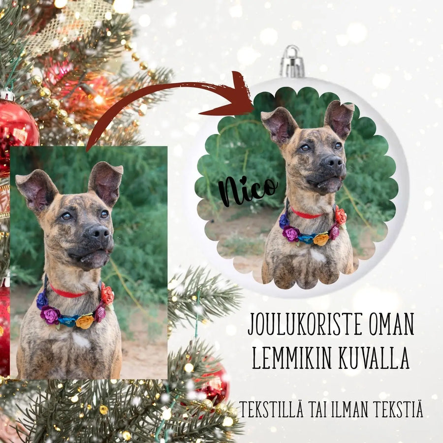 Joulukuusen koriste valokuvalla kukka Decopaja