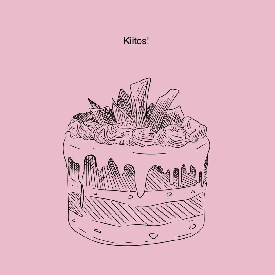 Kiitoskortit häät liila ja valkoiset kukat Decopaja valokuvasta