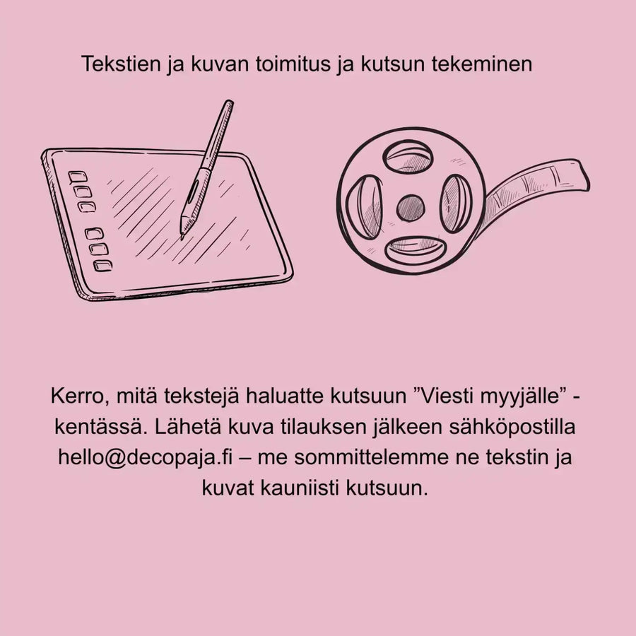 Kiitoskortit häät valokuvasta vaakamalli Decopaja häiden kiitoskortit