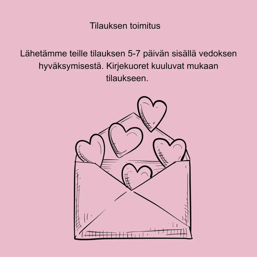 Kiitoskortit häät valokuvasta vaakamalli Decopaja häiden kiitoskortit