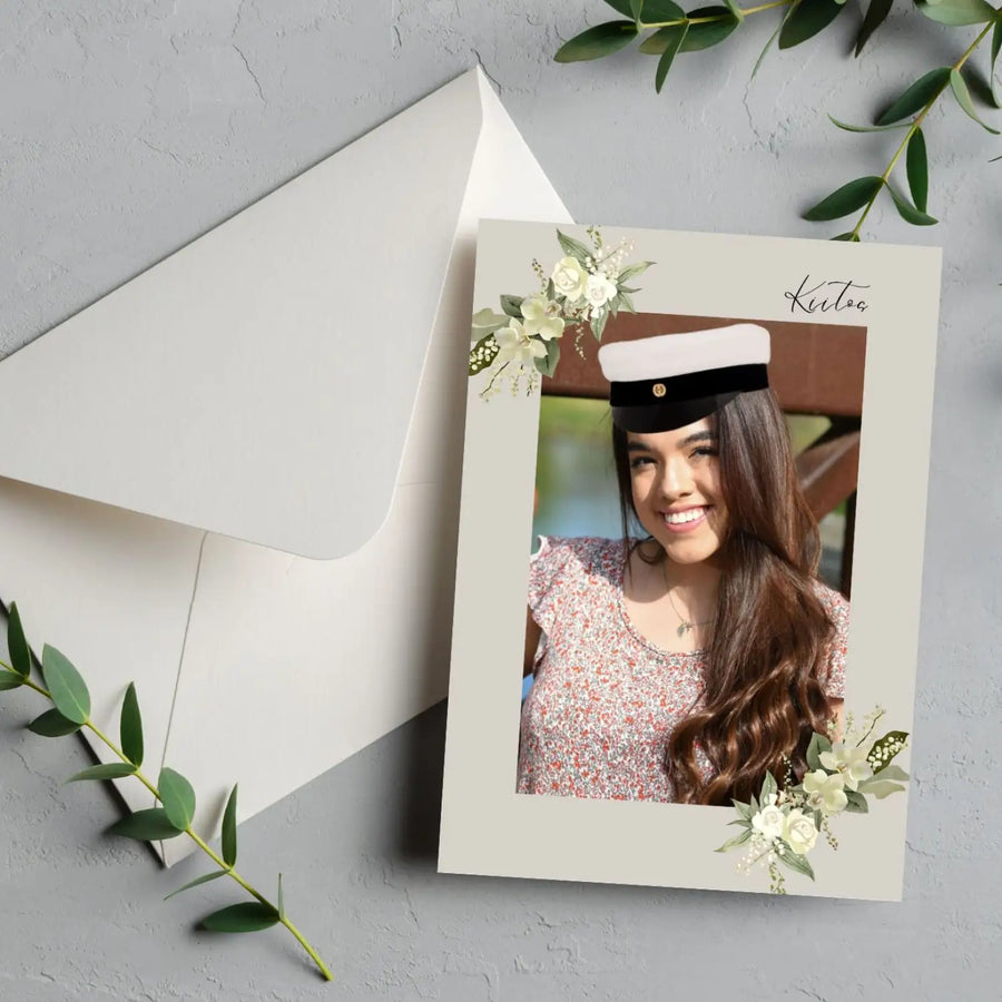 Kiitoskortit omalla kuvalla ylioppilas ja rippijuhlaan Decopaja Kauniit kiitoskortit