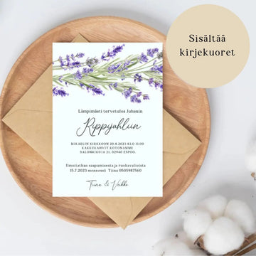 KUTSUKORTTI rippijuhliin - laventelin kukat Decopaja - Decopaja.fi