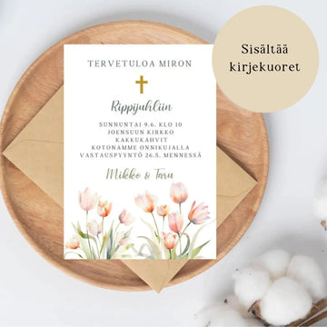 KUTSUKORTTI rippijuhliin - tulppaaneja Decopaja - Decopaja.fi