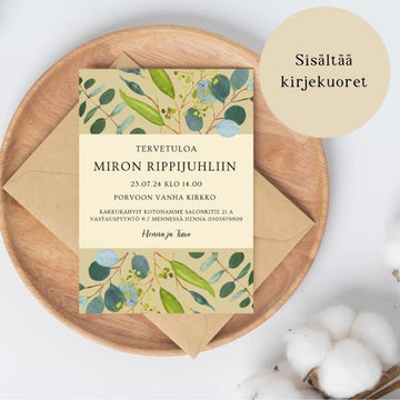 KUTSUKORTTI rippijuhliin - vihreä Decopaja - Decopaja.fi