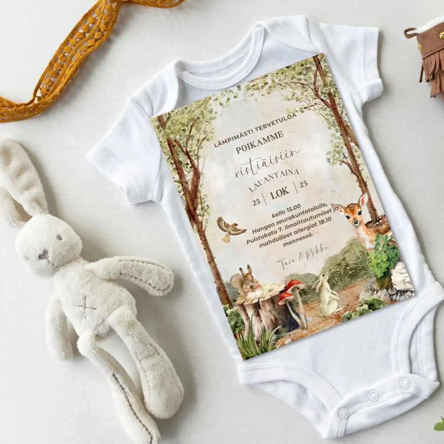 Kutsukortti ristiäisiin metsämaisema Decopaja