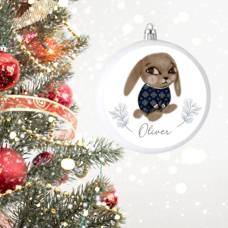 Kuusenkoriste omalla kuvalla pupu sininen Decopaja Joulukoriste nimellä Decopaja.fi