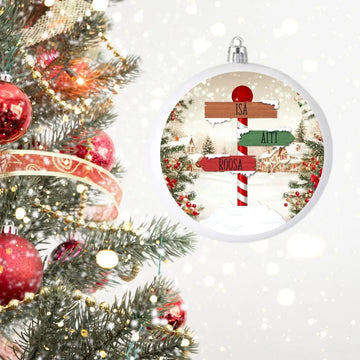 Kuusenkoriste tarra omalla nimellä perhe joulu Decopaja