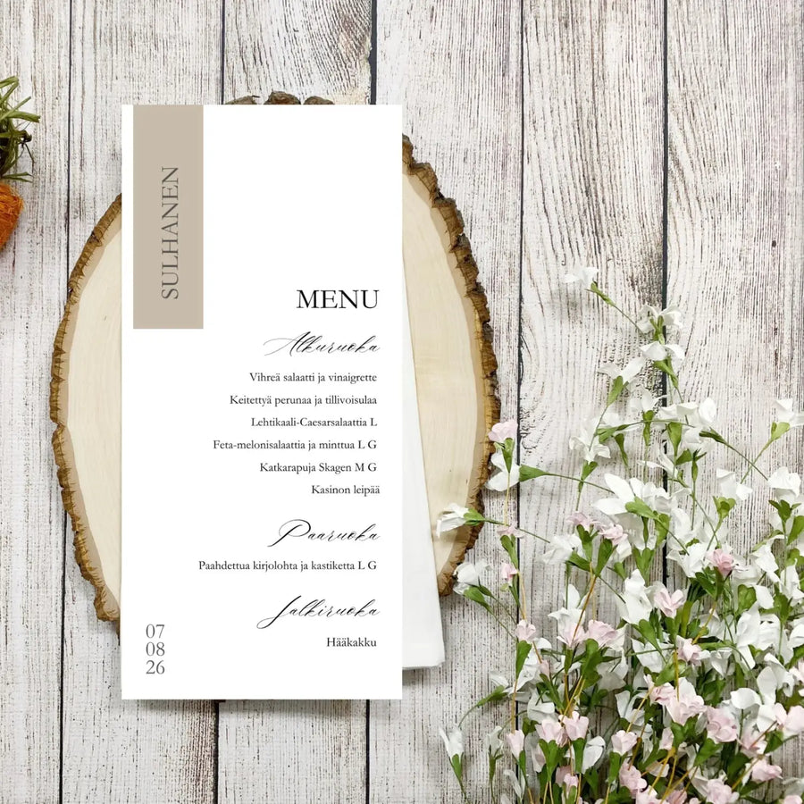 Menukortti häihin kaunofontti - paikkakortti Decopaja