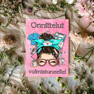 ONNITTELUKORTTI - ONNEA VALMISTUNEELLE HOITAJALLE Decopaja - Decopaja.fi