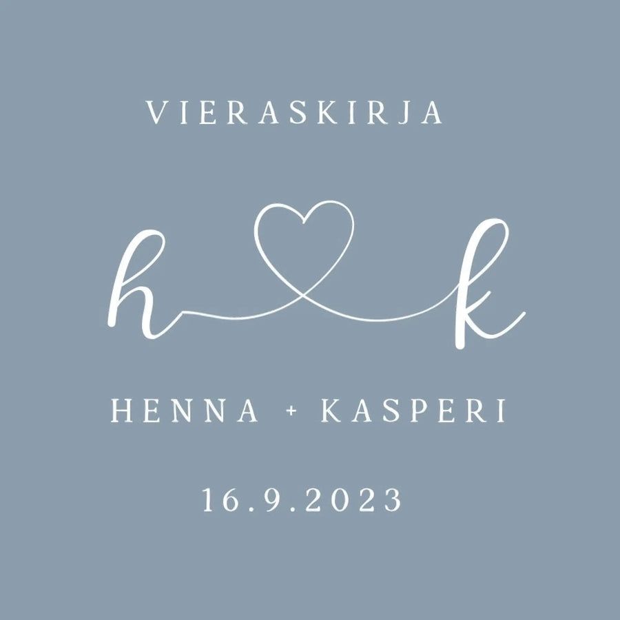 PERSONOITU VIERASKIRJA HÄIHIN - SYDÄN JA NIMIKIRJAIMET NIMET Decopaja