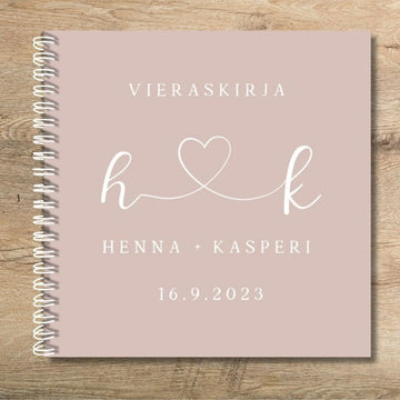 PERSONOITU VIERASKIRJA HÄIHIN - SYDÄN JA NIMIKIRJAIMET NIMET Decopaja