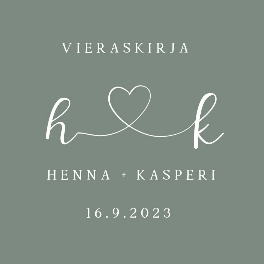 PERSONOITU VIERASKIRJA HÄIHIN - SYDÄN JA NIMIKIRJAIMET NIMET Decopaja