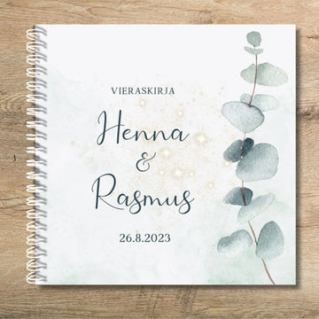 PERSONOITU VIERASKIRJA HÄIHIN - TÄHTIÄ JA EUKALYPTUS Decopaja