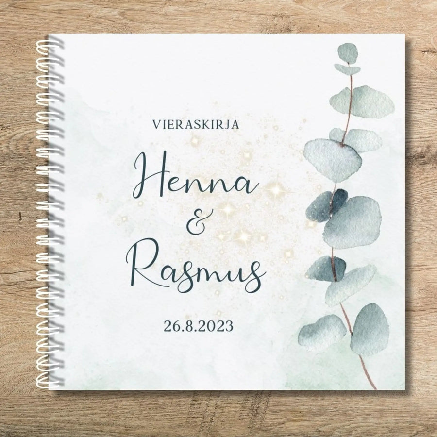 PERSONOITU VIERASKIRJA HÄIHIN - TÄHTIÄ JA EUKALYPTUS Decopaja