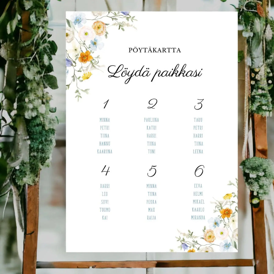 Pöytäkartta häihin niittykukkia Decopaja Decopaja.fi