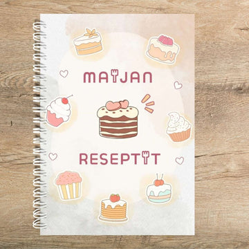 Täytettävä reseptikirja omalla tekstillä leivokset Decopaja