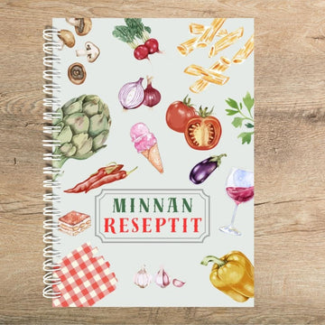 Täytettävä reseptikirja omalla tekstillä vihannekset Decopaja