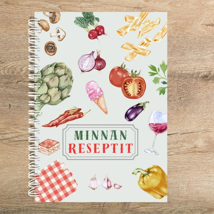 Täytettävä reseptikirja omalla tekstillä vihannekset Decopaja