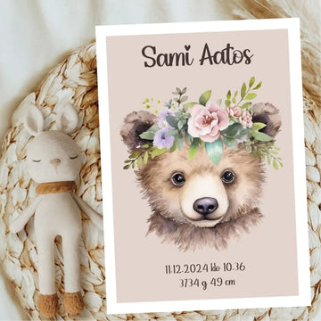 Syntymäjuliste karhun poikanen Decopaja