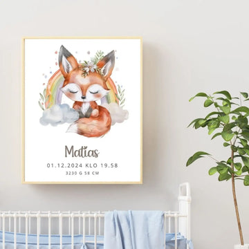 SYNTYMÄJULISTE kettu ja sateenkaari Decopaja Decopaja.fi