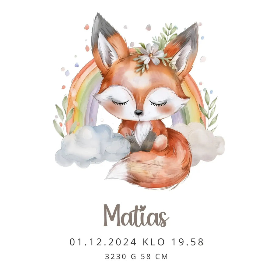 SYNTYMÄJULISTE kettu ja sateenkaari Decopaja Decopaja.fi