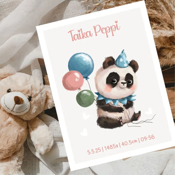 Syntymäjuliste panda ja ilmapalloja Decopaja SYNTYMÄJULISTE Decopaja.fi