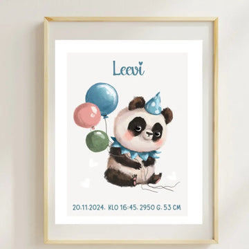 Syntymäjuliste panda ja ilmapalloja Decopaja SYNTYMÄJULISTE Decopaja.fi