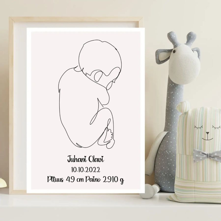 Syntymäjuliste vauva sydänfontti Decopaja SYNTYMÄJULISTE VAUVA Decopaja.fi