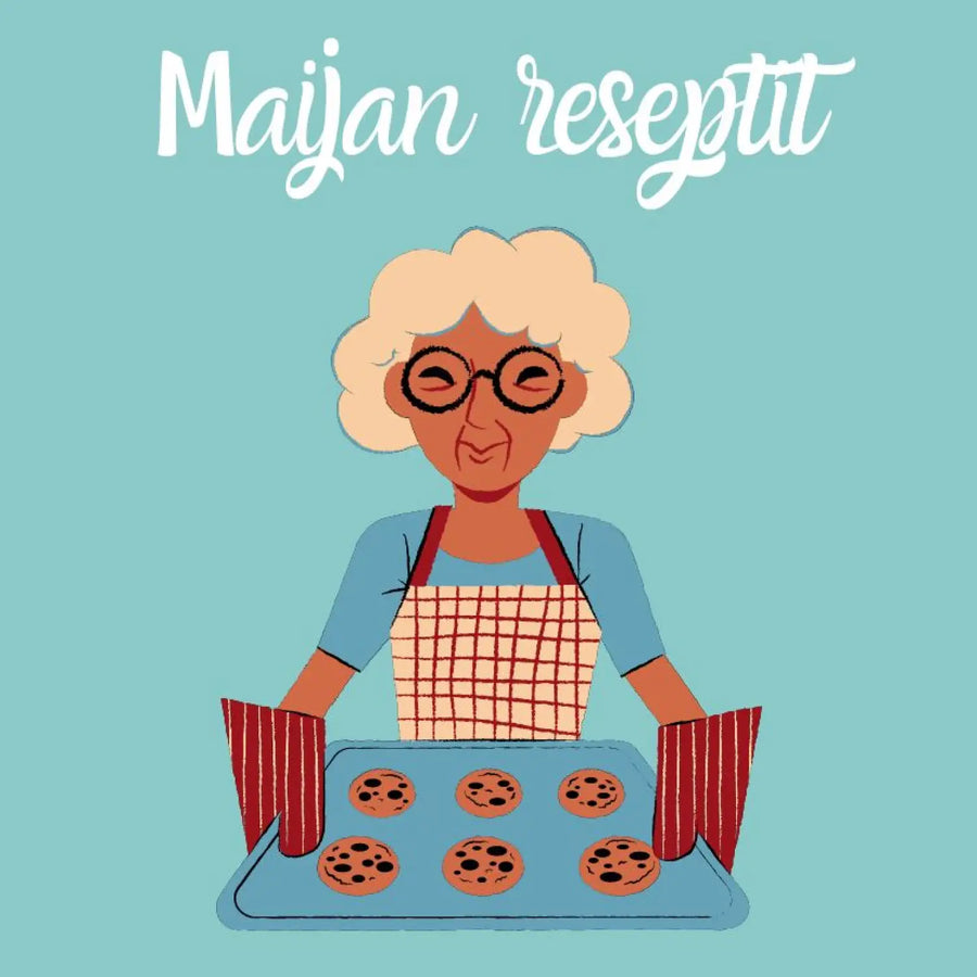 Täytettävä reseptikirja omalla tekstillä leipurin kuvalla Decopaja